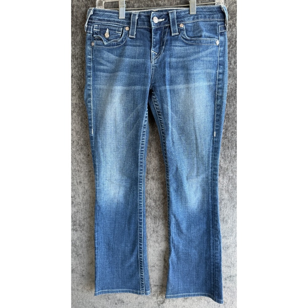 True Religion Becky Jeans Womens 28 Bootcut Blue Denim Made In USA World Tour